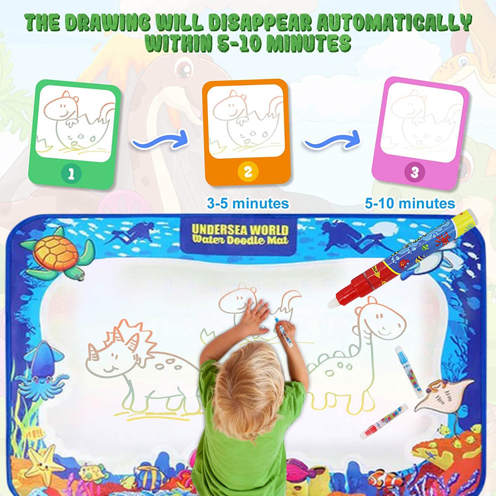 Magic Water Drawing Mat Kids Painting Writing Doodle Board Children Drawing Pens Stamps Set Board Coloring Books C01