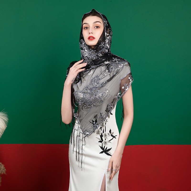 Bolero De encaje De lentejuelas para De Mujer, capa para vestido De noche, Bolero, boda, abrigos, chales, bufanda: Negro