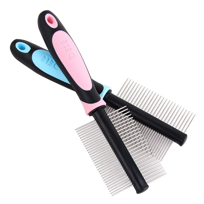 Imixlot Metal Comb for Dogs Double Row Steel Needle Comb Pet Dog Cat Pin Comb Hair Brush Hairbrush Flea Comb