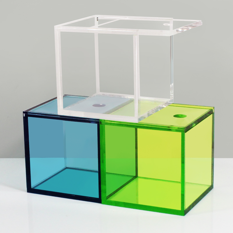 Kleurrijke Translucent Acryl Display Box Vierkante Kubus Voor Bureau/Home Decor, Snoep Sieraden Accessorie Storage Case