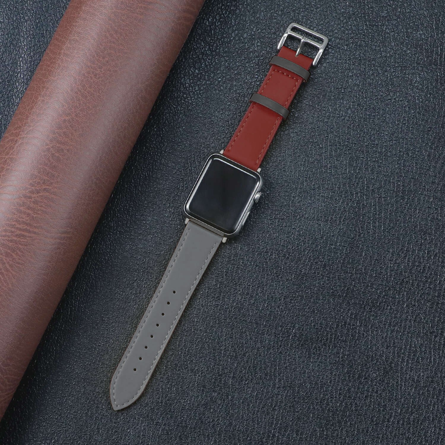 Leather band for Apple watch strap: PURPLE / 22mm