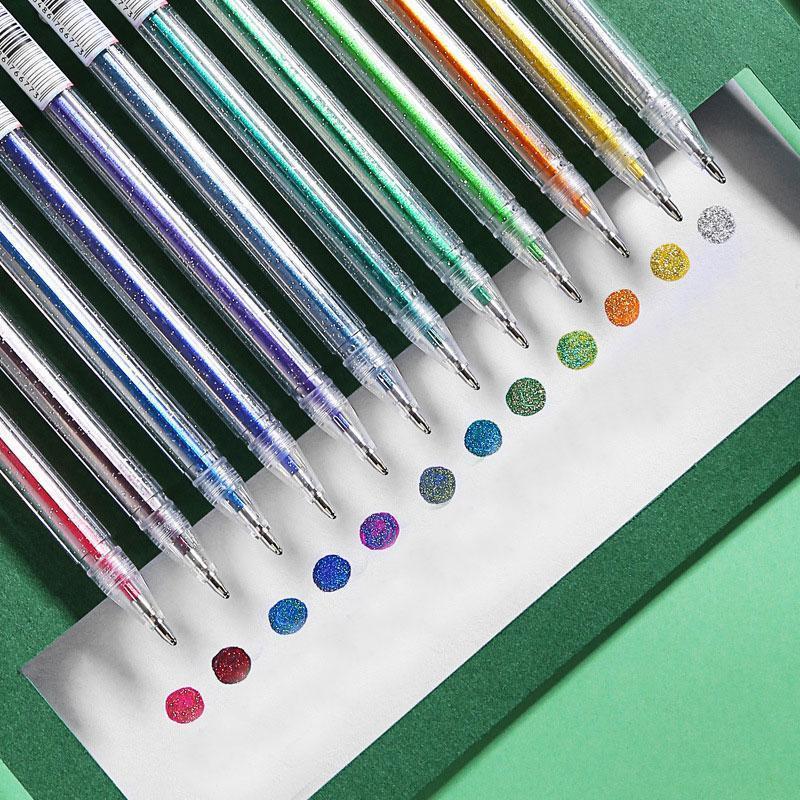 12 Colors Glitter Gel Pen Set Multicolour Ballpoint Gel Pens Refill Set Colorful Painting Drawing Pen Shell Cover: LIGHT BLUE