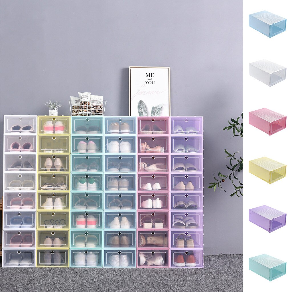 1pack Transparent Shoe Box Dustproof Storage Box Can Be Placed Combination Shoe Cabinet Clamshell Shoe Storage Box 21.5x12x31cm