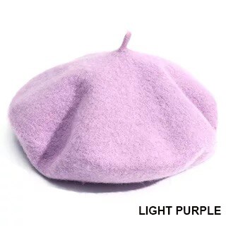 Women Girl Beret French Artist Warm Wool Winter Beanie Hat Cap Vintage Plain Beret Hats Solid Color Lady Winter Caps: Light purple