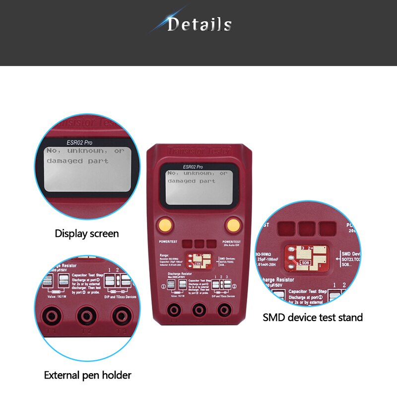 Digital Transistor SMD Components Testers ESR02 PRO Diode Triode Capacitance Inductance Multimeter ESR Meter YE