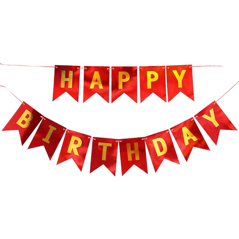 Cartel de feliz cumpleaños, espejo de oro, plata, rojo, azul, banderines de feliz cumpleaños, banderas de guirnalda, fotomatón, decoración para de bienvenida de bebé: Red