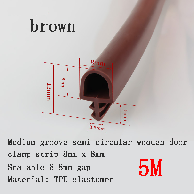 Tira de sellado especial para puertas de madera de PVC, tira de goma insonorizada a prueba de viento y anticolisión para marco de puerta de dormitorio, tipo ranura: CAMEL