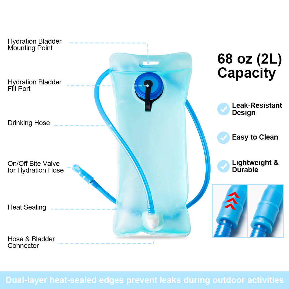 Trinkrucksack Trinkrucksack mit 2 l Wasserblase, leichter isolierender Wasserrucksack zum Radfahren, Wandern, Laufen, Klettern