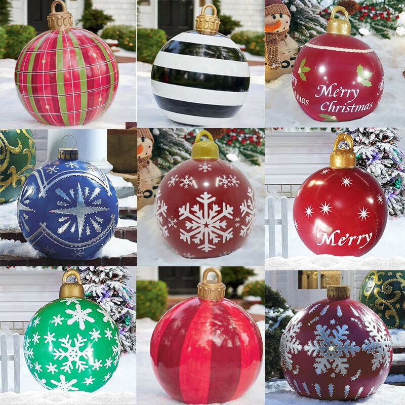 Grootste Verkoop 16 Stijl 60Cm Giant Kerst Pvc Opblaasbare Versierd Bal Gemaakt Pvc Kerstboom Outdoor Decoratie Speelgoed Bal