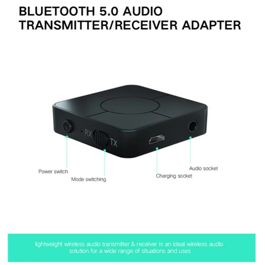 Nadajnik Odbiornik Audio Bluetooth 5.0 KN326 - 3.5mm AUX RCA Bezprzewodowy Adapter Muzyczny z Mikrofonem