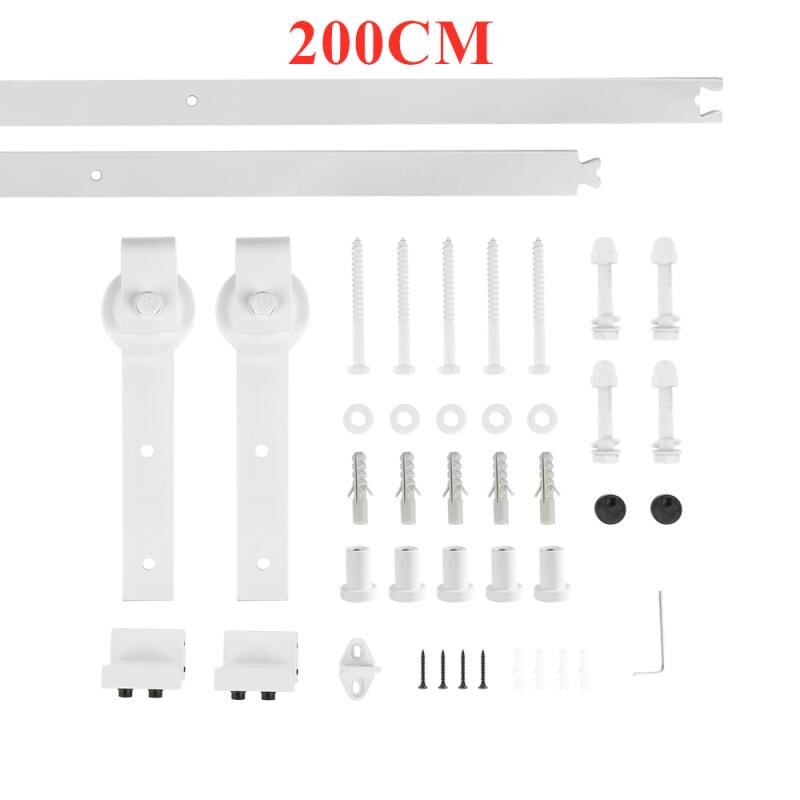 Carril colgante para puerta de granero de 183/200CM, herrajes para puerta corredera rústica, sistema de pista de puerta corredera, desde Francia HWC: 200CM  White