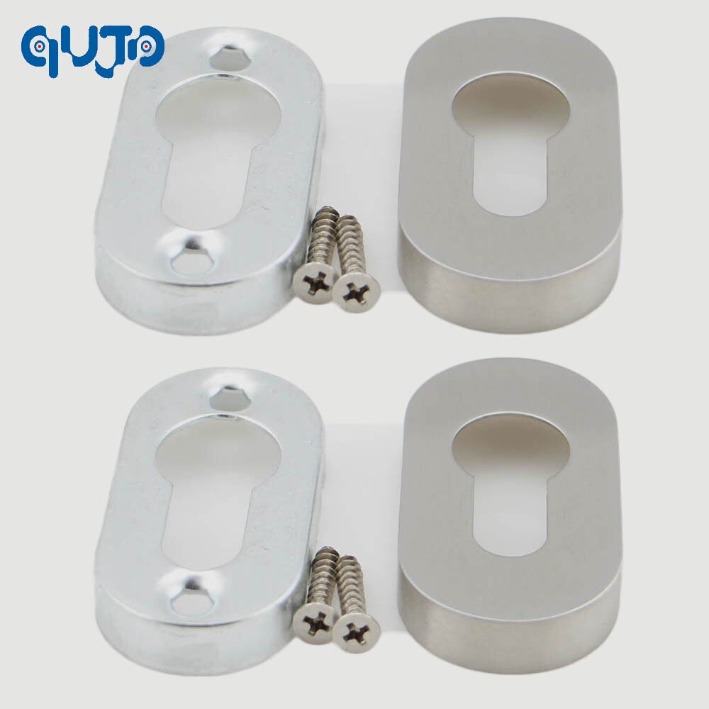 2pieces Escutcheon PZ Euro Profile Oval Rose Satin Stainless Steel Cylinder Escutcheon Cover Plate Set
