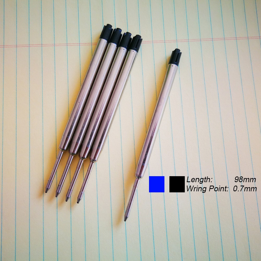 5 pçs/lote Refil Caneta Esferográfica 0.7 MILÍMETROS Azul Bola De Rolo De Tinta Preta Recargas para Supples Escola Escrita Escritório