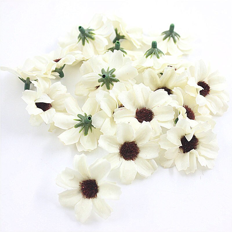 50 kpl/erä 4cm tekokukka päivänkakkarapäätä minisilkkikukkia teeseppeleeseen scrapbooking hääpuutarhan koristelu: 5 / 20 kpl
