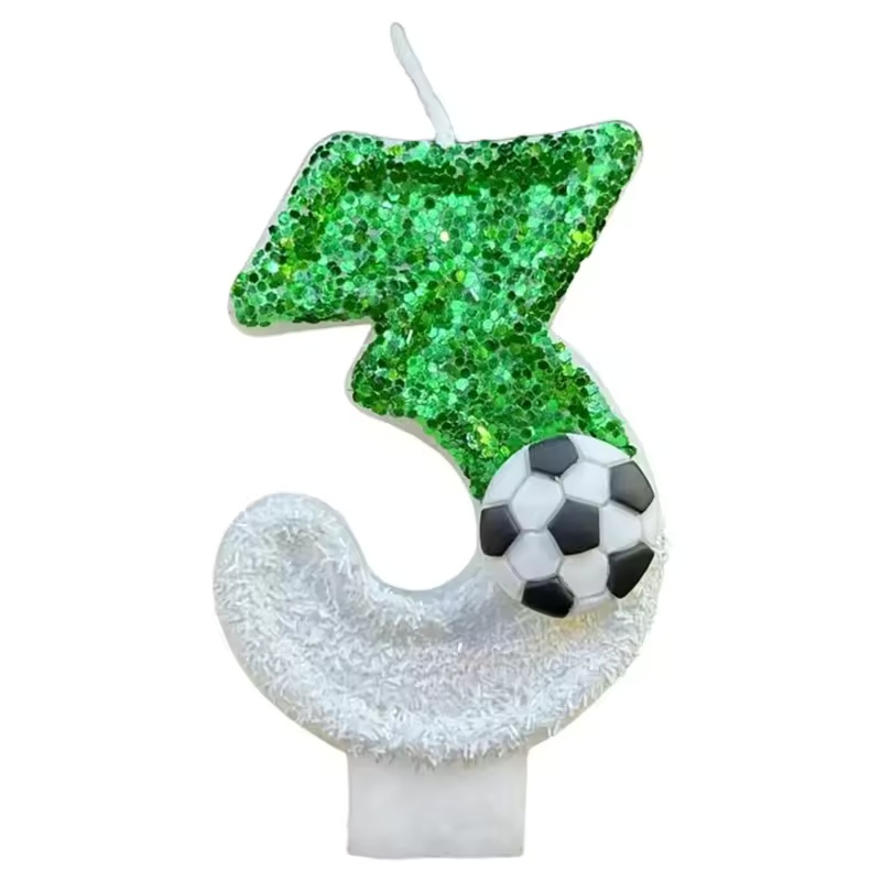 0-9 nummer verjaardagskaarsen originele twee kleuren geleidelijke verandering voetbalstijl verjaardagstaart digitale feestkaarsen decoratie: Mintgroen