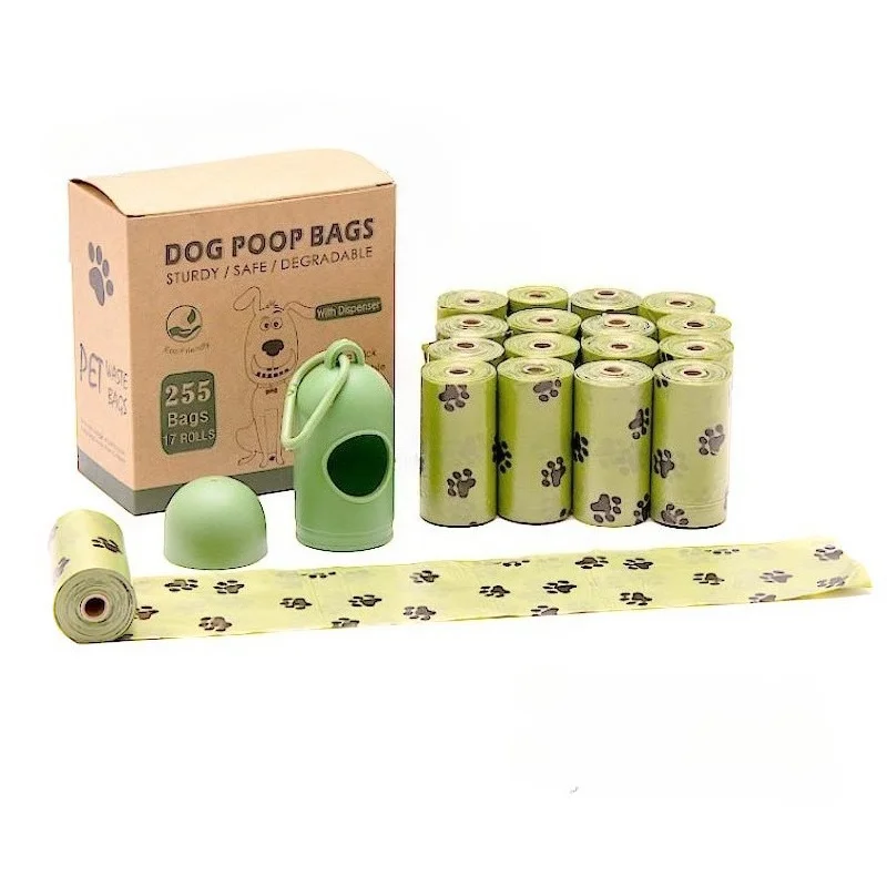 1-rol hondenkakzak met 1-dispenser, biologisch afbreekbare hondenafvalzakken, milieuvriendelijke lekvrije huisdierkakzakken voor honden