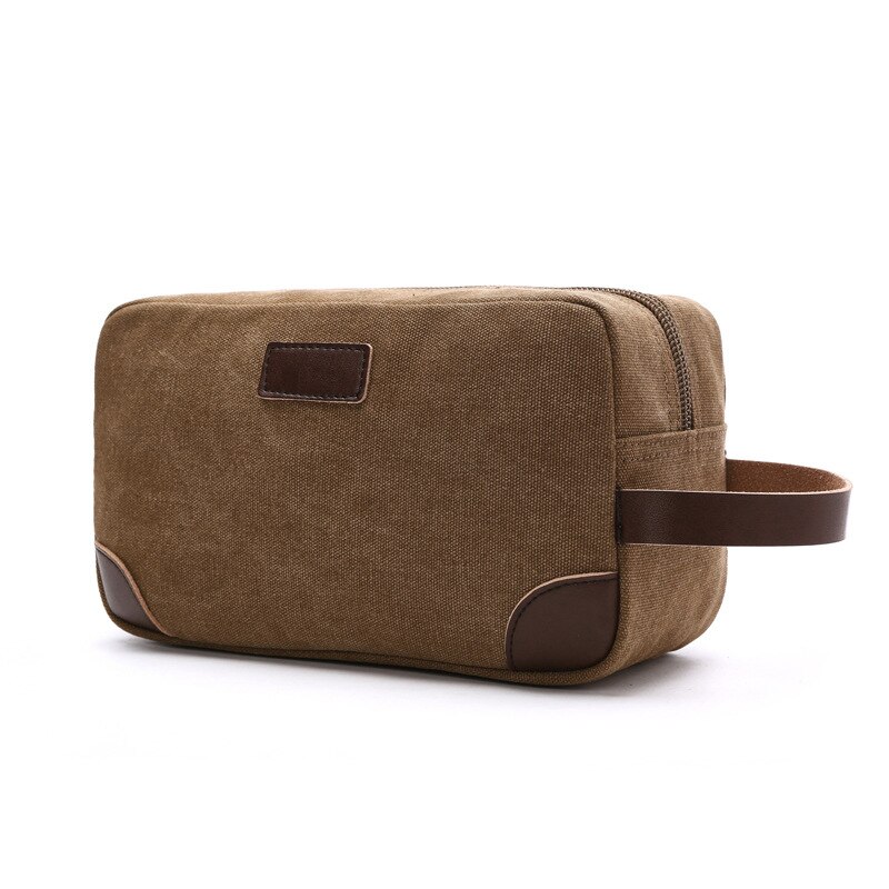 Neue Leinwand Kosmetik Tasche mit Leder Griff Reise Männer Waschen Rasieren Toiletry Lagerung Wasserdichte Wc Veranstalter Tasche Necessaire: coffe