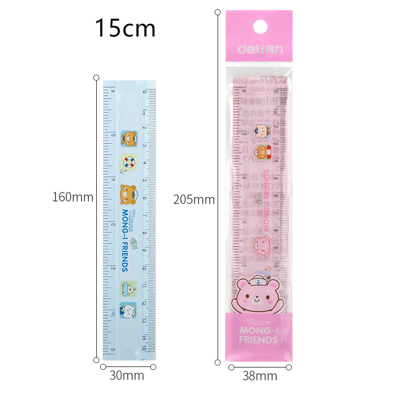 Student flexibel linjal, tum och metrisk , 30 cm/12 tum , 20 cm/8 tum , 15 cm/6 tum, transparenta färger
