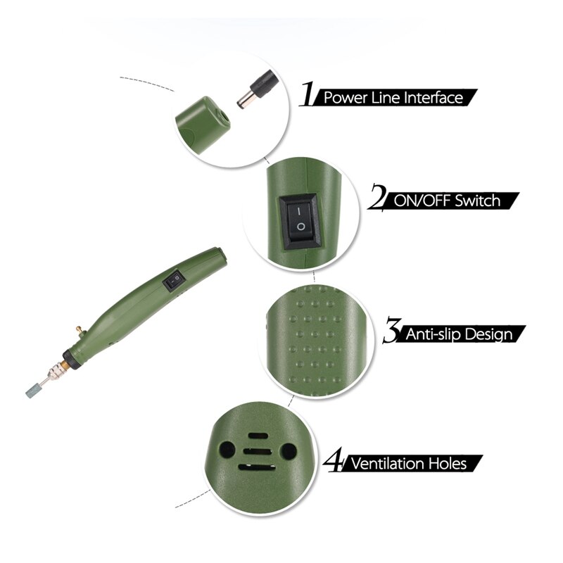 Mini Grinder Electric Engraver Drill Grinding Set Engraving Machine For Milling Polishing Drilling Cutting Usplug