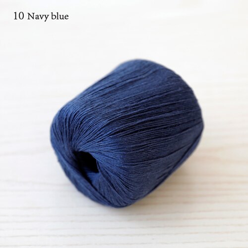 Qzlknit 50g/ nystan vår/sommar babygarn kammad hud affinitet 4 trådar av tencel/linne blandat garn gör det själv virkade skor/kjol etc: 10 marinblå