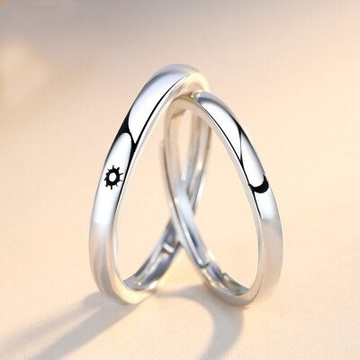 Simple Opening Sun Moon Ring Minimalist Silver Color Sun Moon Adjustable Ring For Men Women Couple Engagement Jewelry