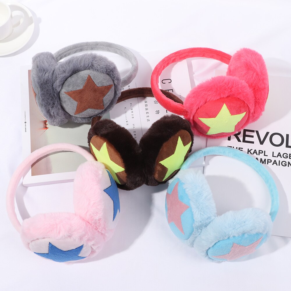 Pluizige Oorbeschermers Herfst Winter Warm Comfortabele Warm Oorklep Vrouwen Mannen Outdoor Skiën Fietsen Rijden Oorbeschermers Ster Oorwarmers