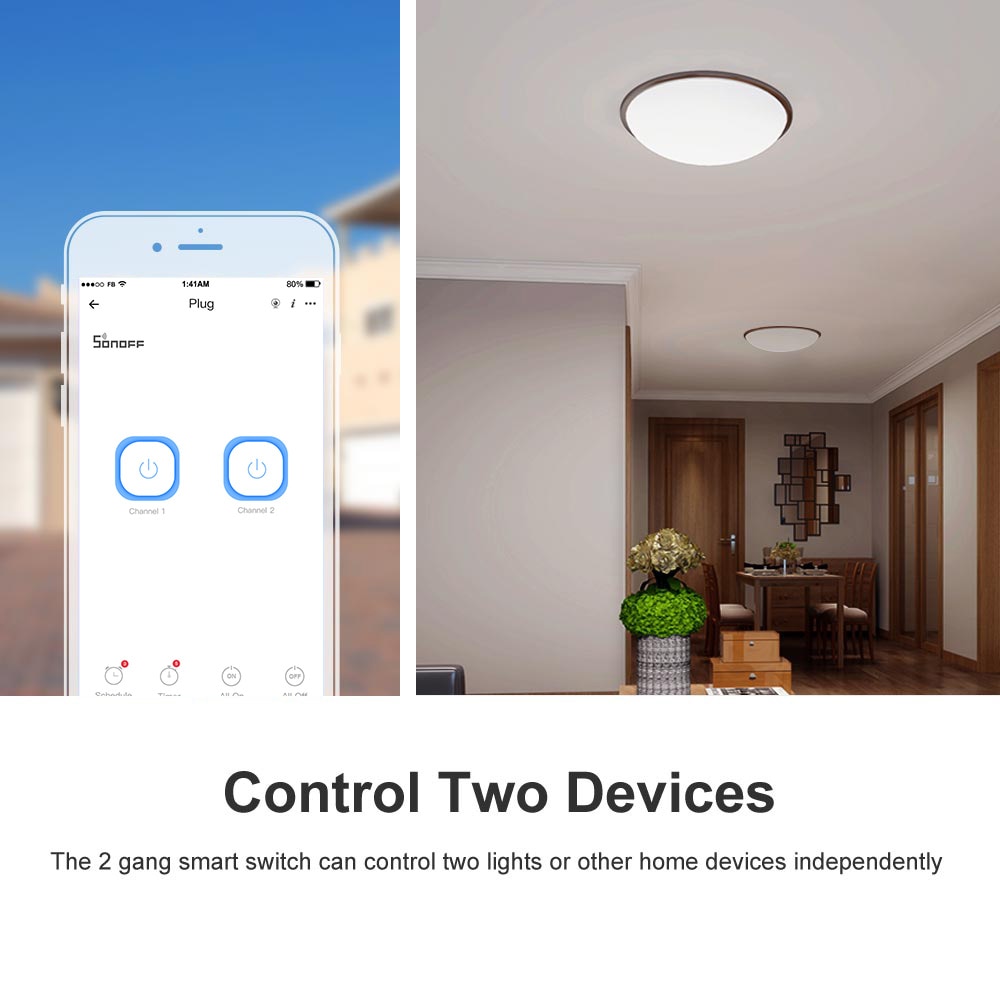 Itead Sonoff Dual R2 2 Gang Wifi Licht Smart Switch Tijdschema Smart Scène Via Ewelink Werkt Met Alexa Google thuis Ifttt