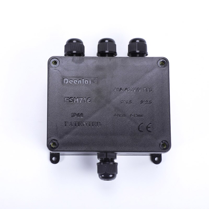 IP68 Black White Transparent Waterproof Plastic Outdoor Cable Wire Connector Gland Electrical 4-Cable Junction Box with Terminal: Type 3  FSH0036