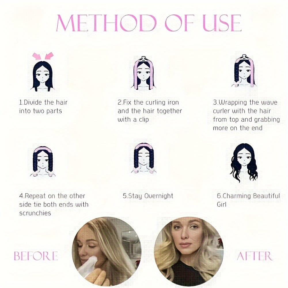 2pcs Heat Free Hair Curler Satin Silk Sleeping Cap Set Headwrap for Natural Curly Hair Long Hair Care Wave Sleeping Curling Tool