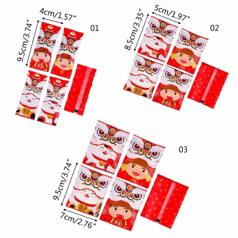 Chinese Lion Dance Cat Packaging Bags Set Baking Package Sealing Bag Storage