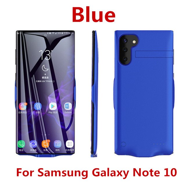 Funda de carga de batería portátil de 6800mAh para Samsung Galaxy Note 10 Plus, funda de batería para Samsung Note 10, funda de cargador: Blue For Note 10