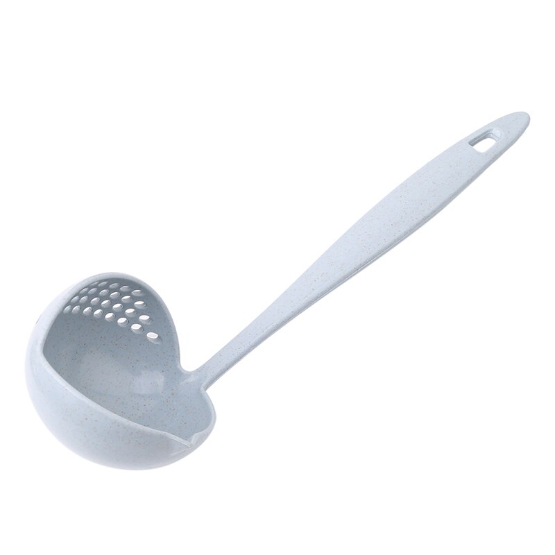 2 in 1 Long Handle Soup Spoon Home Strainer Cooking Colander Kitchen Scoop Plastic Ladle Tableware Kitchen Gadgets: blue