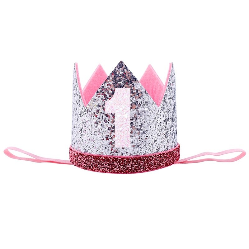 Baby Boy Girl First 1st Birthday Party One Three Eighteen Years Old Crown Pattern Children Hair Band Headband Prince Hat: 2