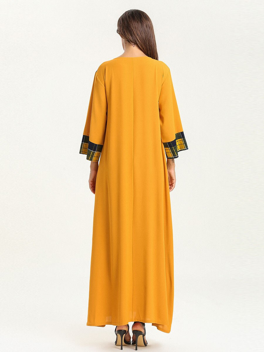 Abaya pour femmes, Robe musulmane, dubaï, Bangladesh, vêtements islamiques, Kaftan 4XL, Abaya arabe turc, poches jaunes,