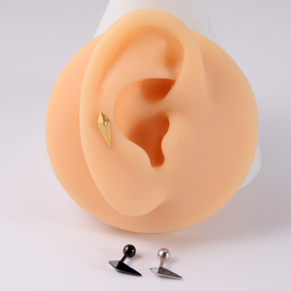 1PC 361L Surgical Steel Snake Ear Tragus Helix Cartilage Earrings Heart Moon Star Lobe Earring Helix Stud Body Piercing Jewelry: green / Light Yellow Color