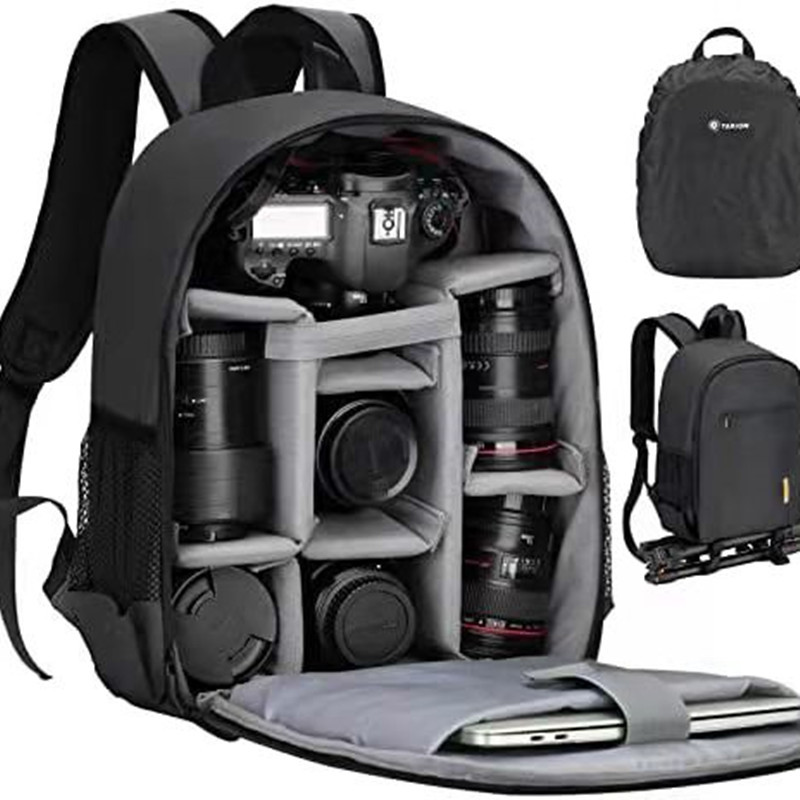 Kamerarucksack für damen und herren, wasserdicht, mit regenschutz, laptopfach und regenhülle
