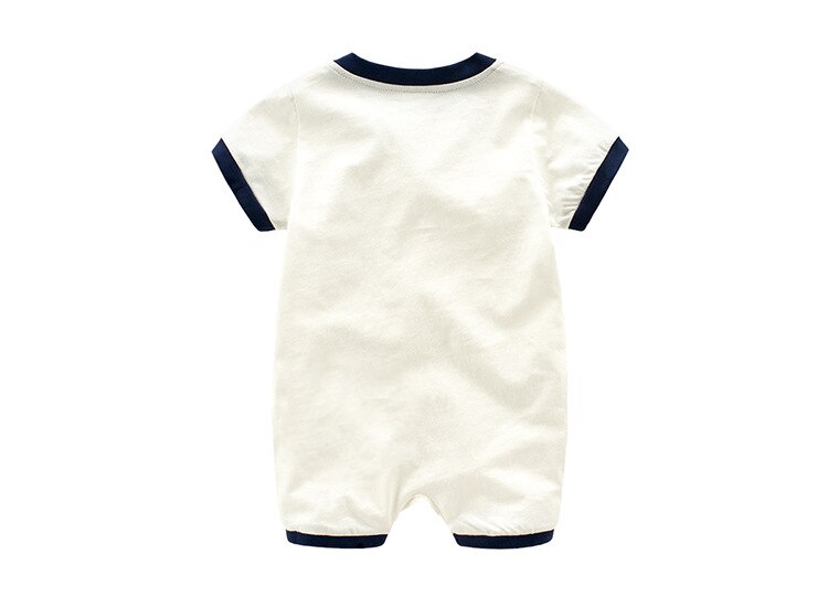 Bebê menino da marinha macacão gola coberta botão roupas de bebê marinheiro listrado crianças macacões de manga curta crianças macacão