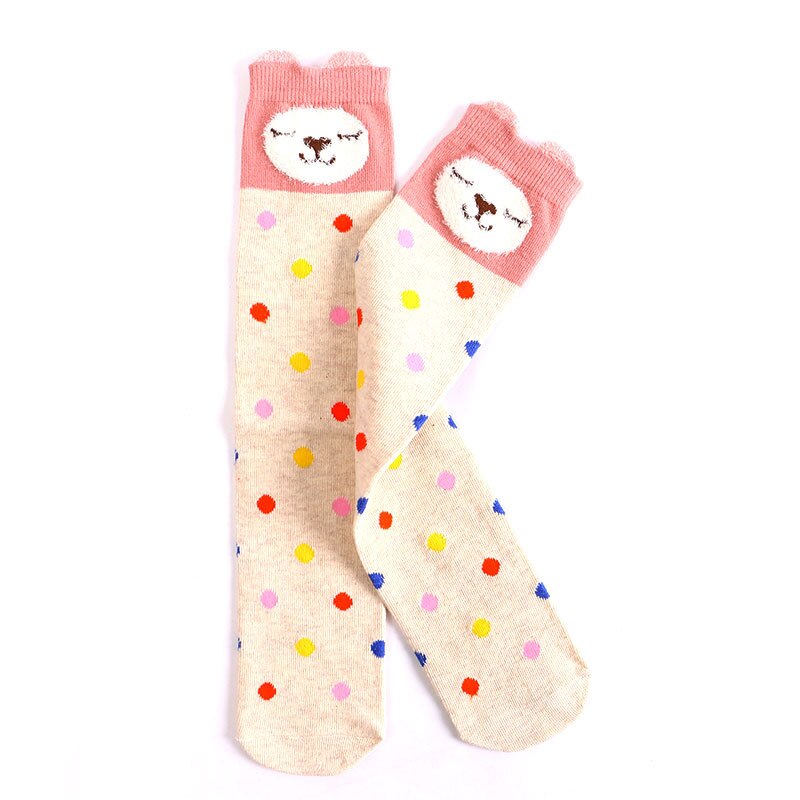 Cute Panda Kids Baby Socks Knee Girl Boy Baby Socks Animal Dot Soft Cotton Socks Striped Children Spring Summer Sock: colorful dot