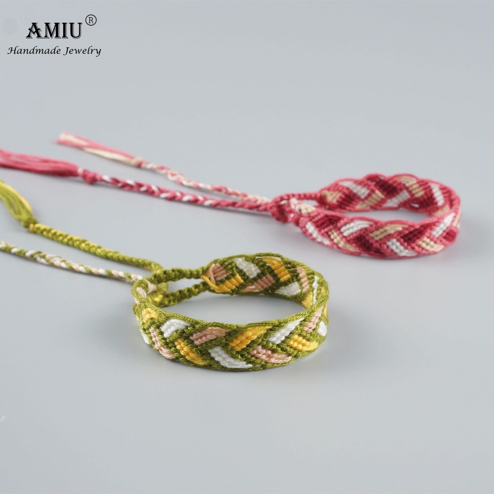 AMIU-Pulseras de la amistad de colores, brazalete de algodón tejido hecho a mano, pulsera de macramé, tobillera de estilo bohemio
