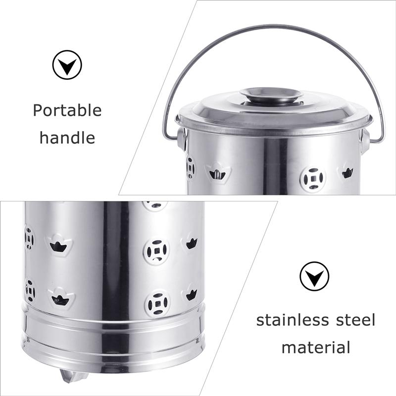 1 Set Stainless Steel Burn Barrel Household Incinerator Furnace Burning Bin