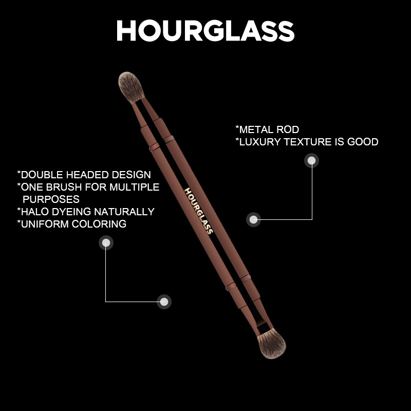 Hourglass-brocha de maquillaje multifuncional, pincel retráctil de doble punta para sombra de ojos