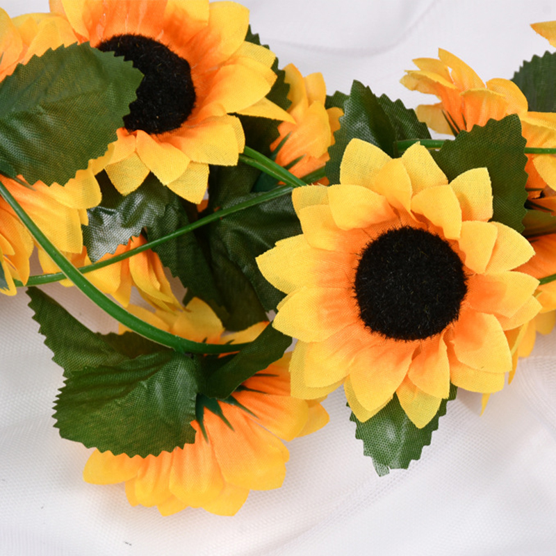 2,3 m simulierte Sonnenblumen-Dekoration, künstliche Rebe, gelbe gefälschte Seidenblume, Rebe plus Orchideenbaum, Hochzeit, Party, Hochzeitsdekoration