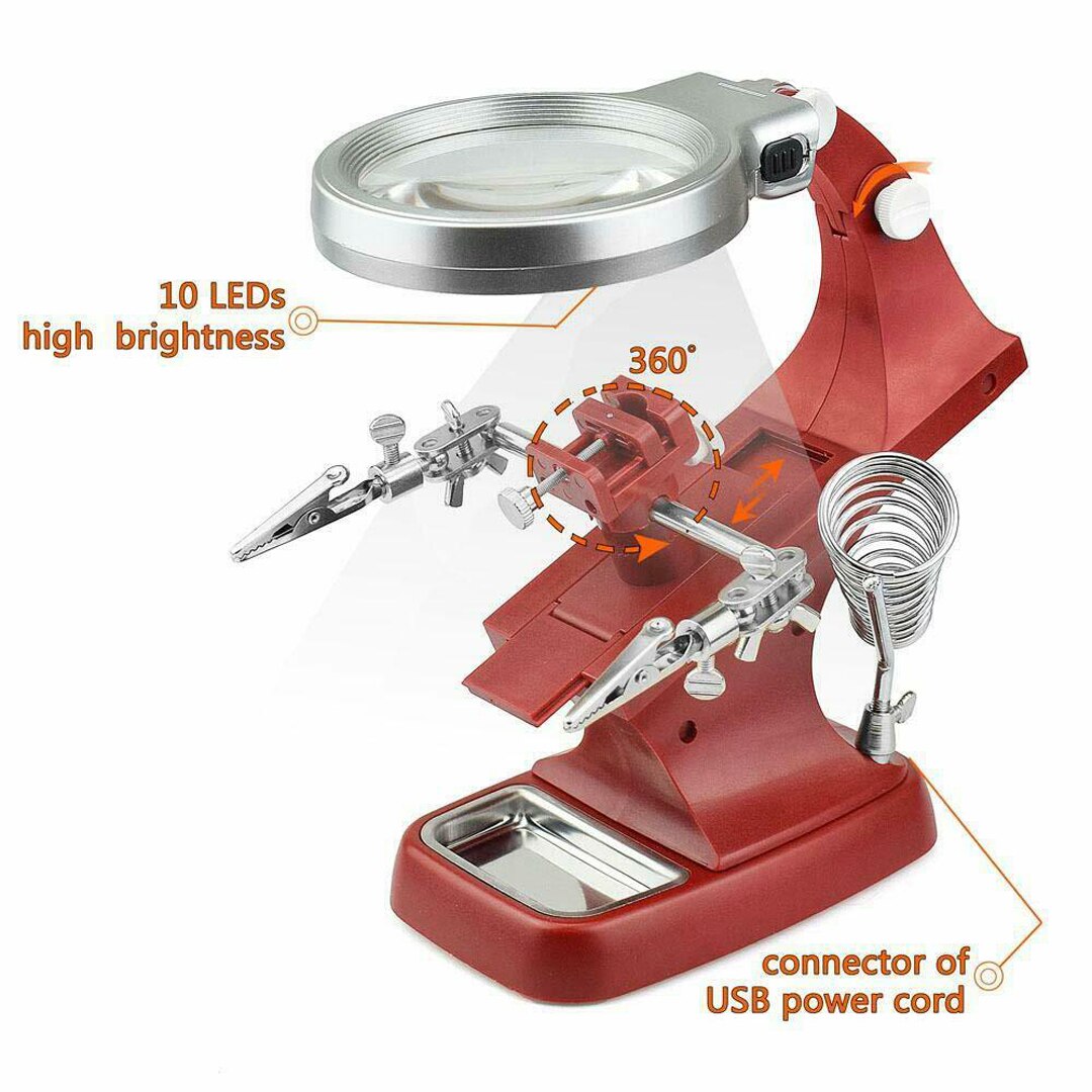 1 Set Magnifier LED Soldering Helping Station Adjustable Soldering Iron Holder Clamp Welding Accessory Equipment