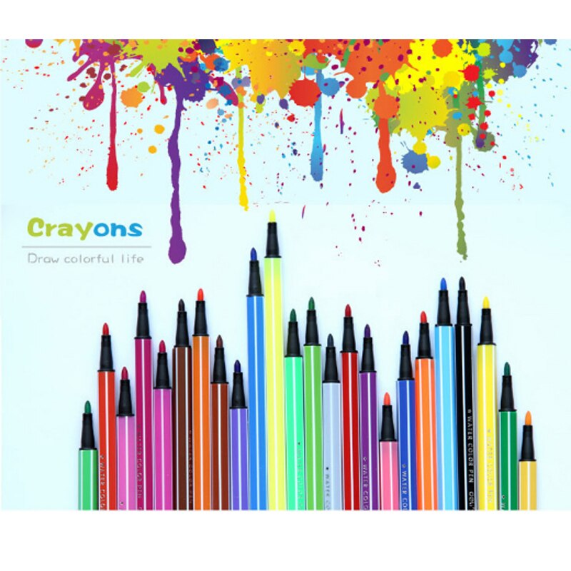 12 farbe faser stift aquarell pen-set farbe waschbar malerei stift grundschule kinder malerei helfer