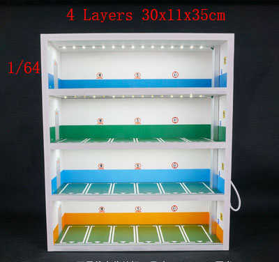 1:64 unterirdischen Parkplatz 4 Schichten Vitrine Für Modell Auto Lagerung Kasten Szene Dekoration