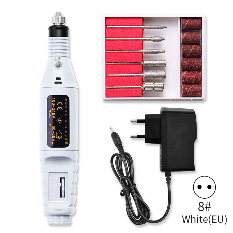 Kit de perceuse à ongles électrique professionnelle, Machine à poncer, polissage et meulage, stylo pour Nail Art, lime et pédicure, outil pour Nail Art, 1 Kit: 8