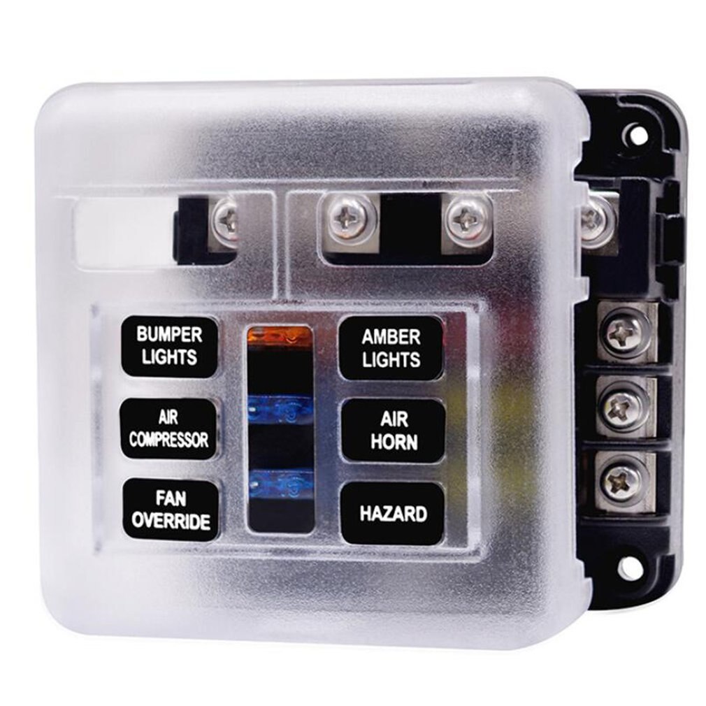 6 way 12V-24V car power distribution blade fuse bracket box block panel fuse LED indicators Marine applications