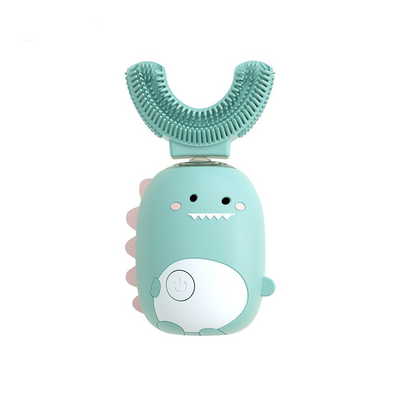 Kinderen Elektrische Tandenborstel Voor Kinderen Smart 360 Graden Baby U Type Silicium Usb Automatische Ultrasone Tanden Cartoon Patroon: Mint blue