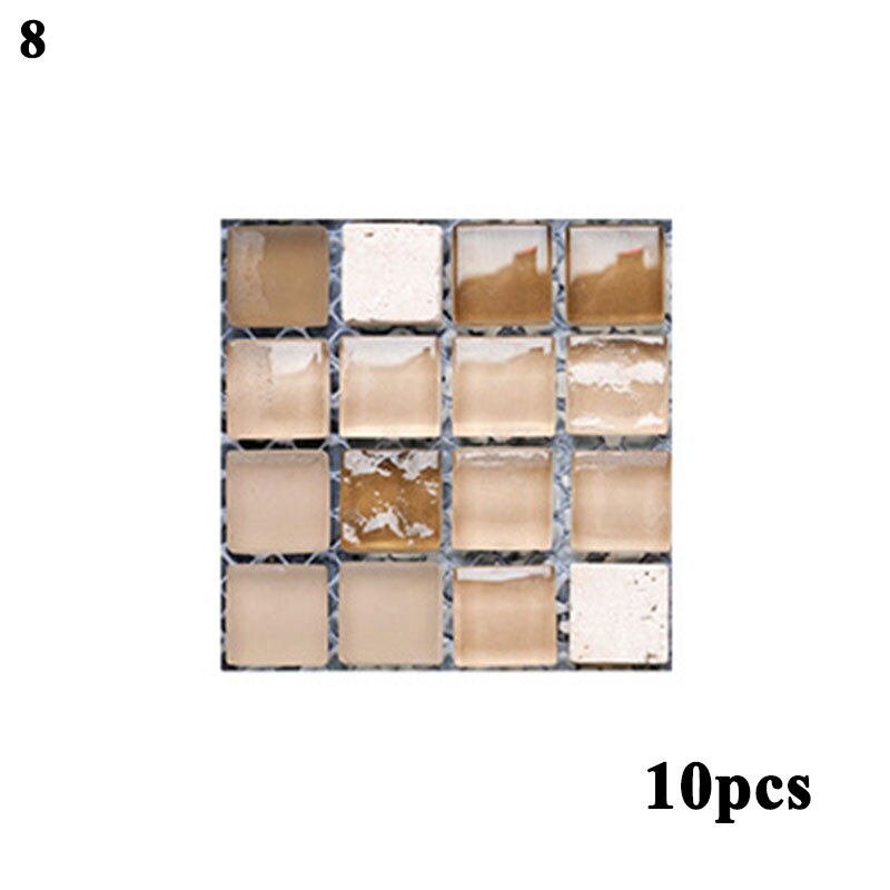Magic Gel Tiles Self Stick Mosaic Tile for Kitchen and Bathroom Backsplash Brick Crystal Wallpaper - 1 Sheet: 8