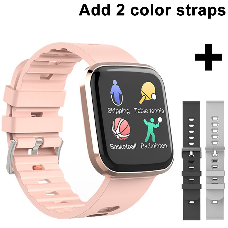 Montre de Sport montre intelligente hommes étanche pression artérielle Smartwatch femmes Fitness Tracker plein écran tactile montres pour Android IOS: Gold add 2 straps
